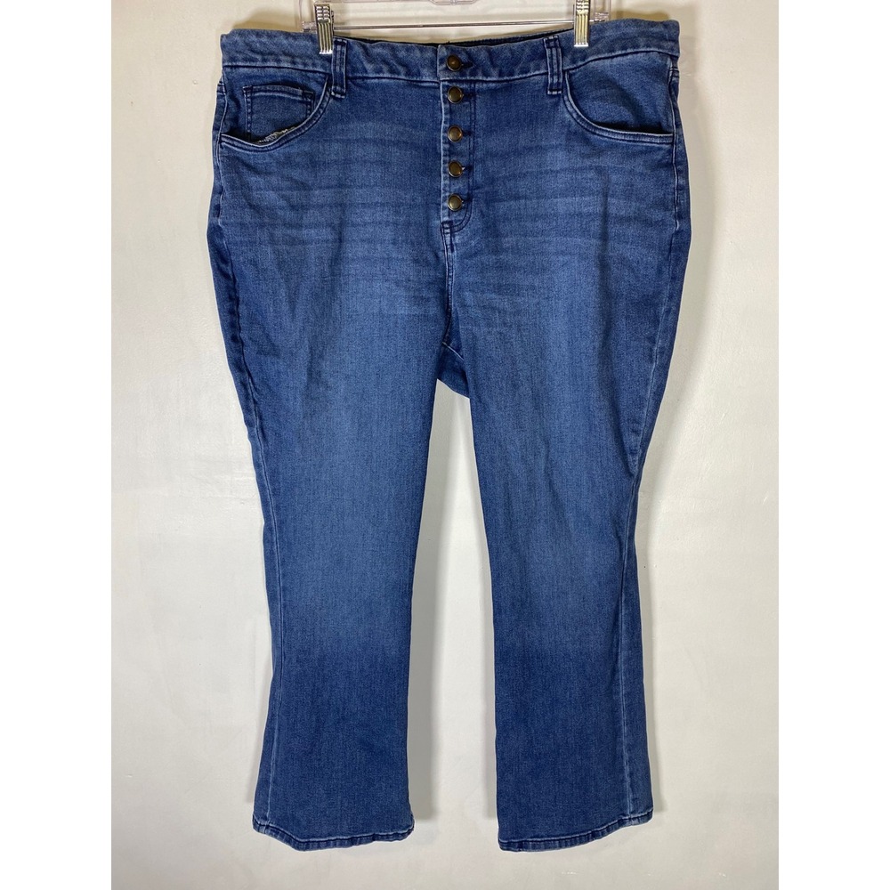 EVRI 22W 5 Button Fly Bootcut Jeans Plus Medium Wash Stretch